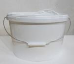 Eimer oval mit Deckel 13 l, PP-weiss, mit Metallbügel